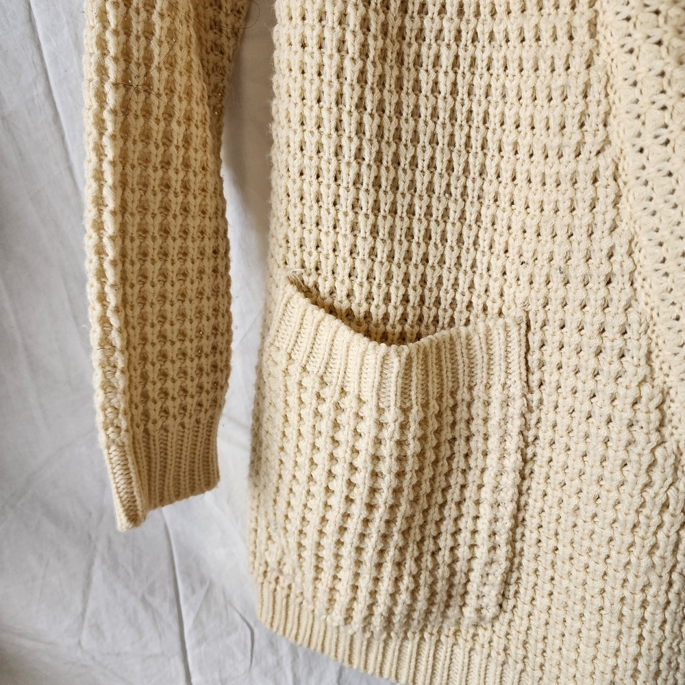 Chunky Knit Cream Open Front Cardigan/Sweater - Picture 2 of 9